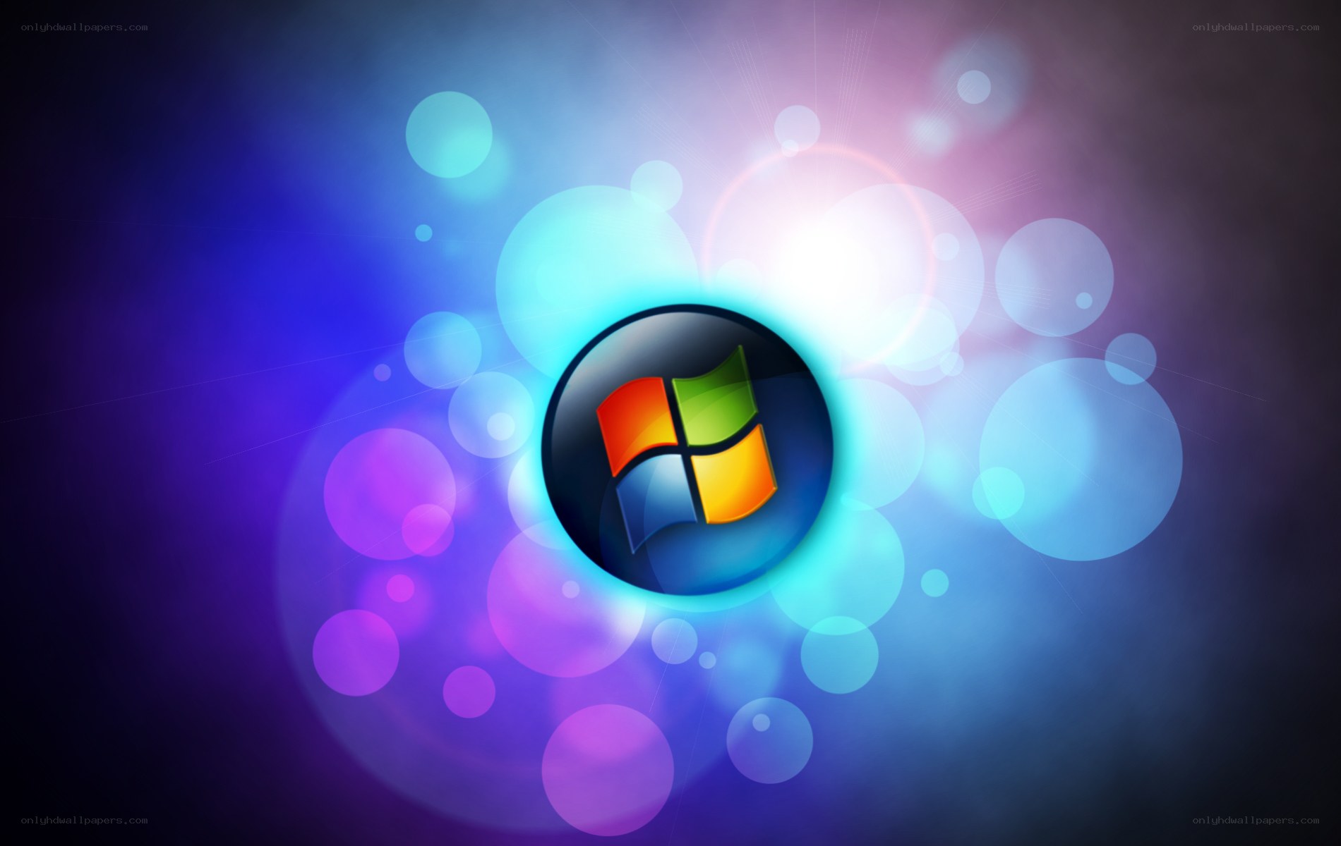 Windows logo with colorful bokeh