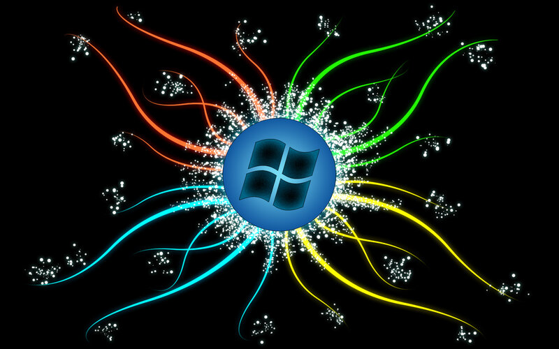 Windows logo with colorful energy burst