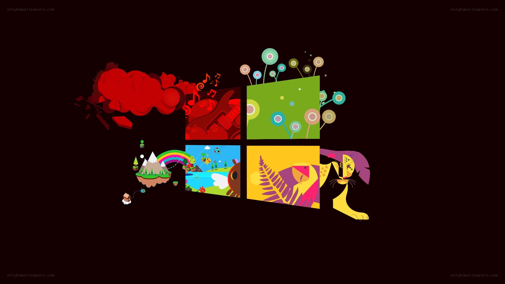 Windows logo with colorful icons
