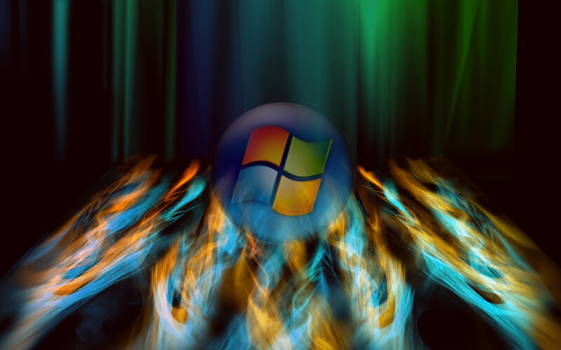 Windows logo with energy waves