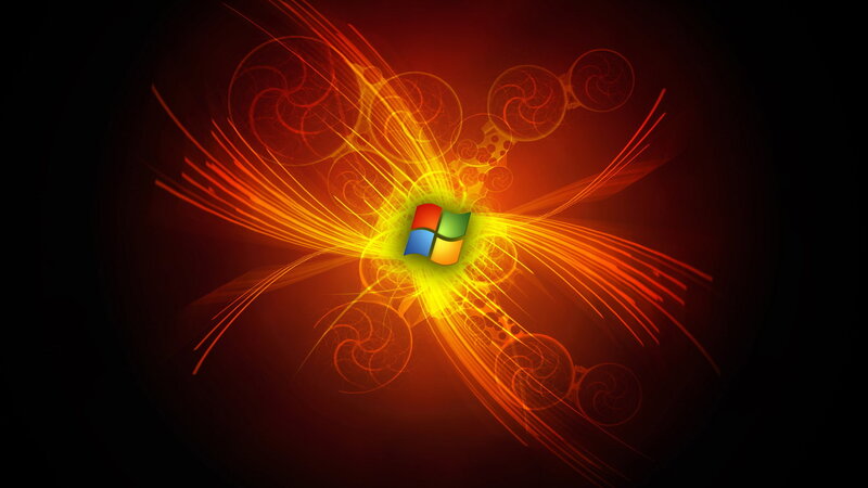 Windows logo with fiery design