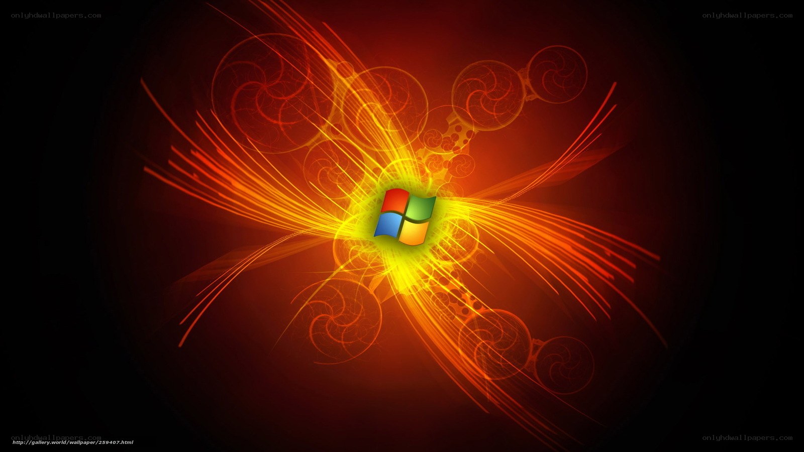 Windows logo with fiery design