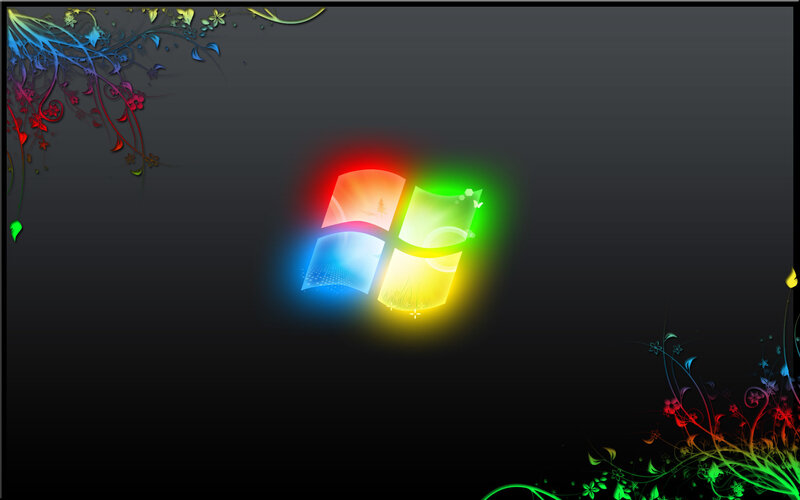 Windows Logo with Floral Design — Black