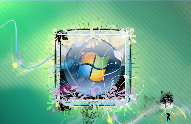 Windows Logo with Floral Design — Green, Vibrant