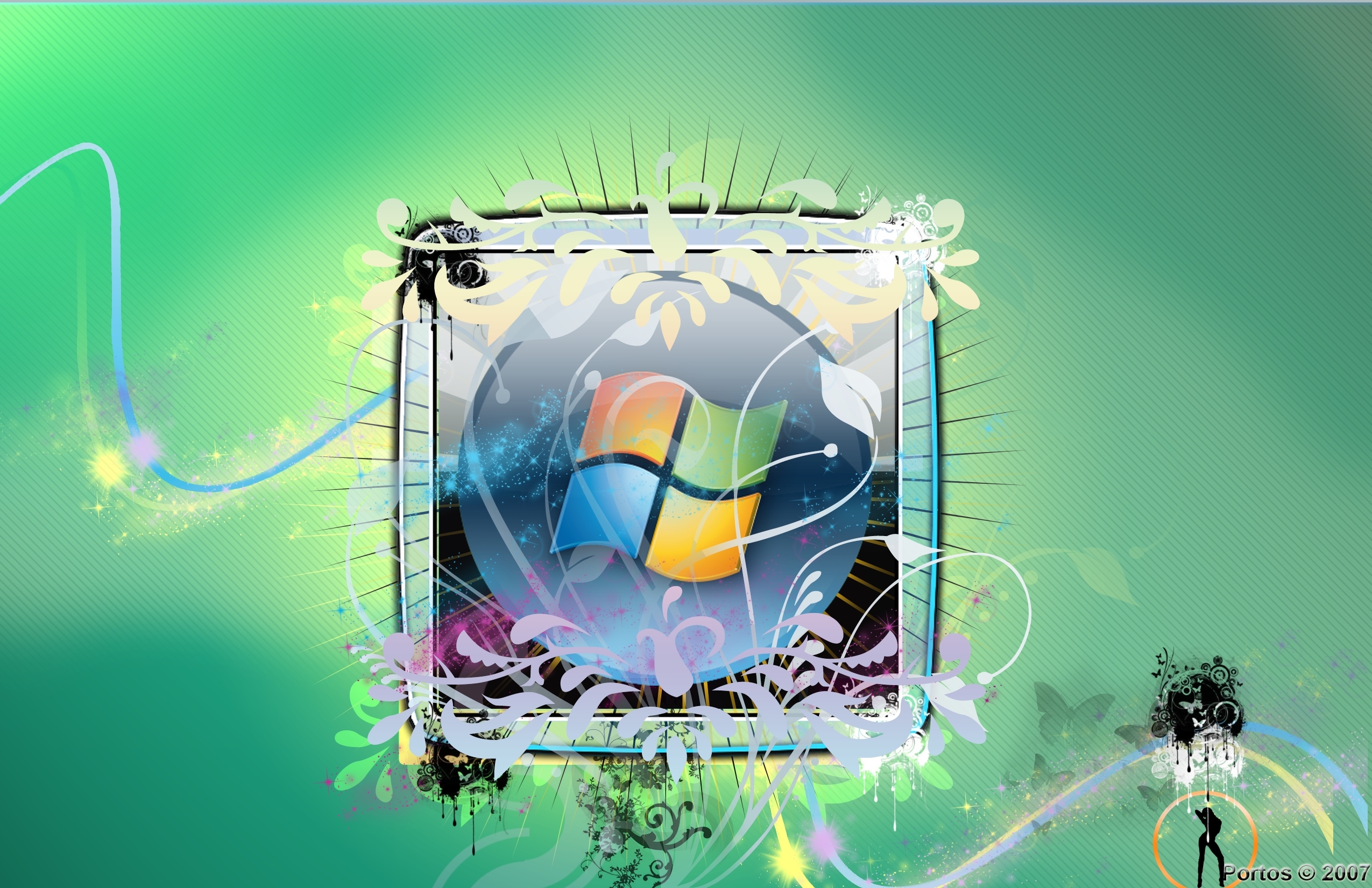 Windows logo with floral design