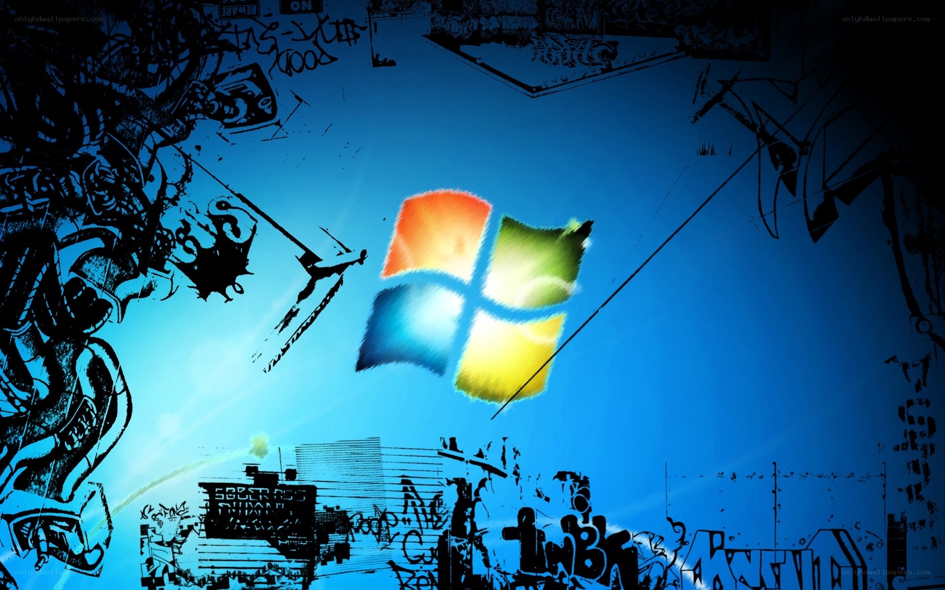 Windows logo with graffiti art