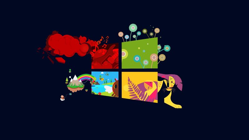 Windows Logo with Icons — Black