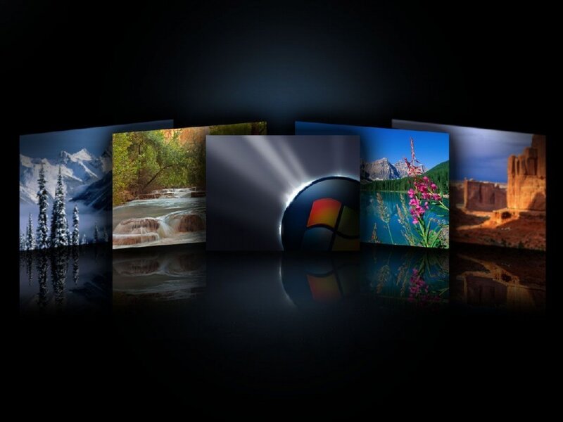 Windows Logo with Landscapes — Blue, Dramatic