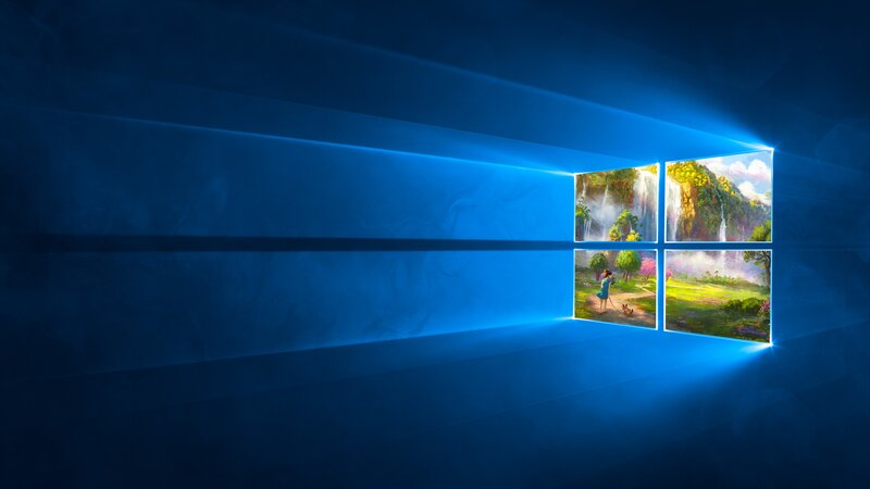 Windows Logo with Landscapes — Blue