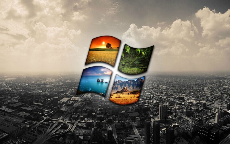 Windows Logo with Landscapes