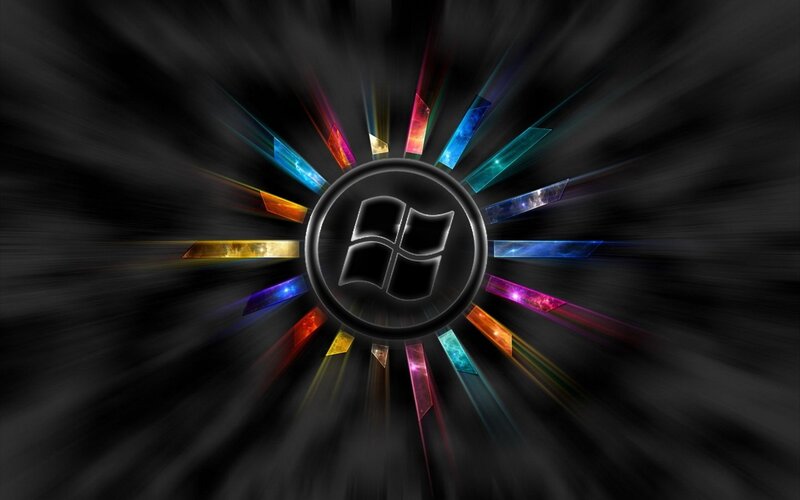 Windows Logo with Light Rays — Black