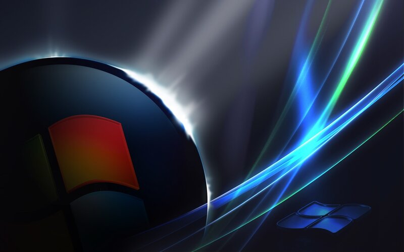 Windows logo with light streaks