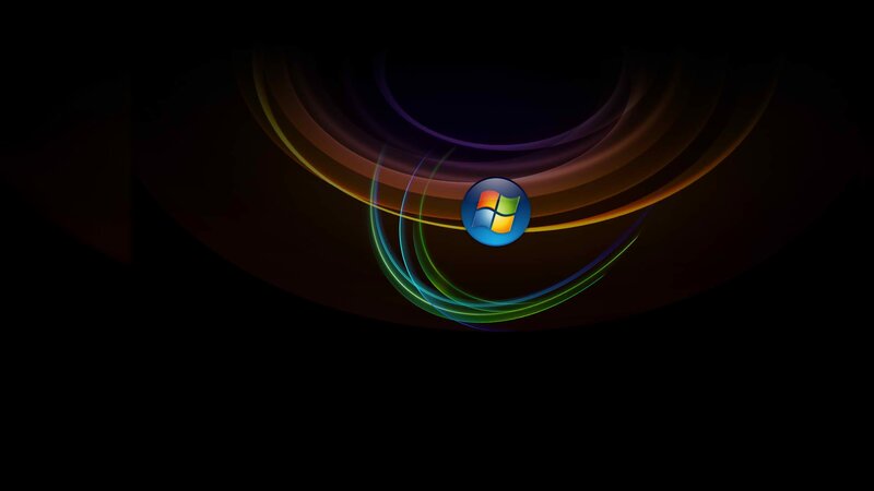 Windows Logo with Light Trails — Black, Dark, Futuristic