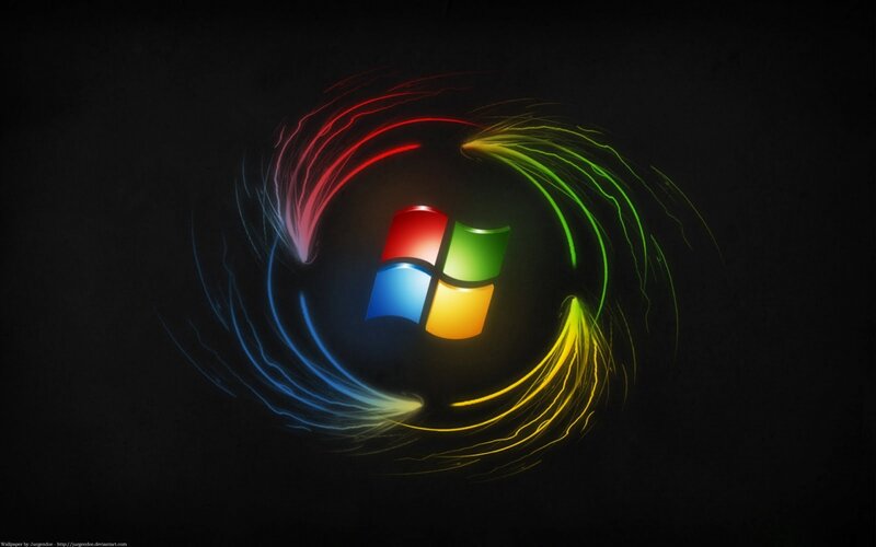 Windows Logo with Light Trails — Black