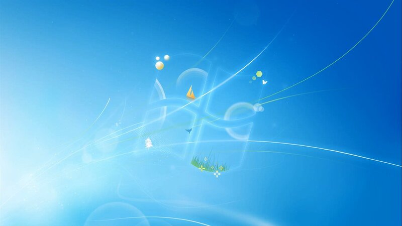 Windows Logo with Nature Elements — Blue, Serene, Morning