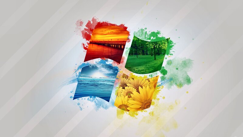 Windows Logo with Nature Scenes — Red, Vibrant