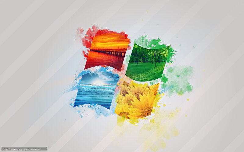 Windows logo with nature scenes