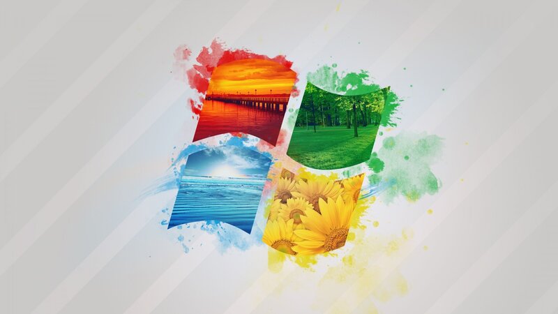 Windows Logo with Nature Scenes — White