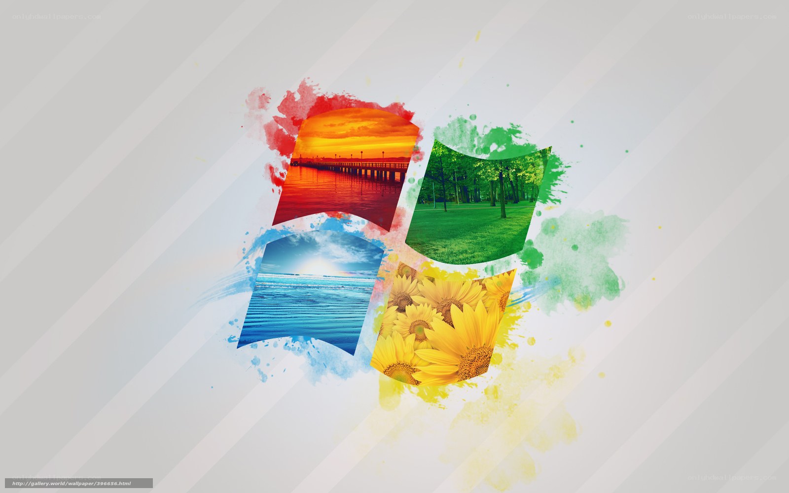 Windows logo with nature scenes