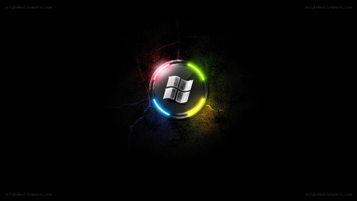 Windows logo with neon ring