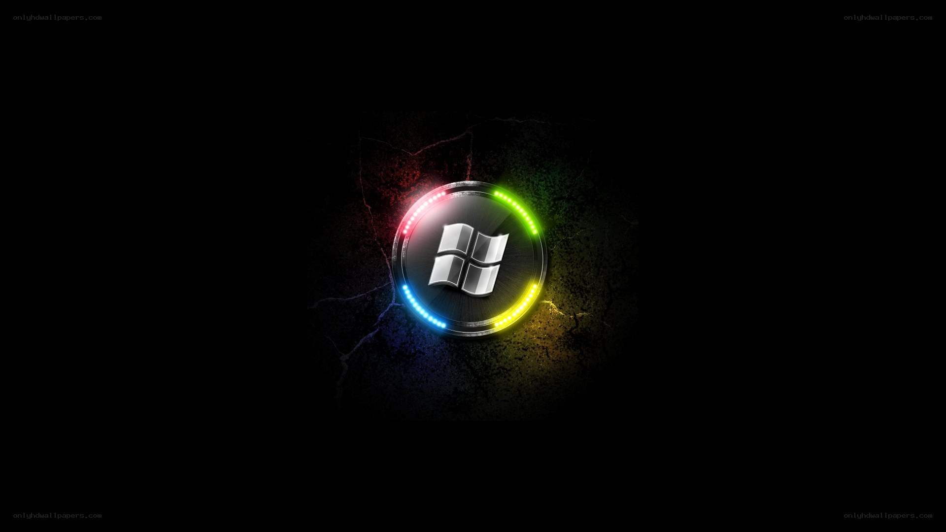 Windows logo with neon ring