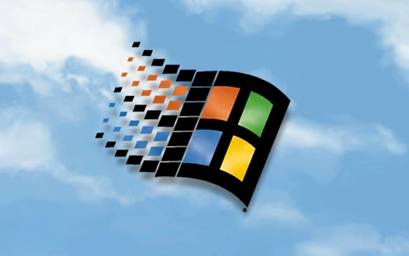 Windows logo with pixelated trail