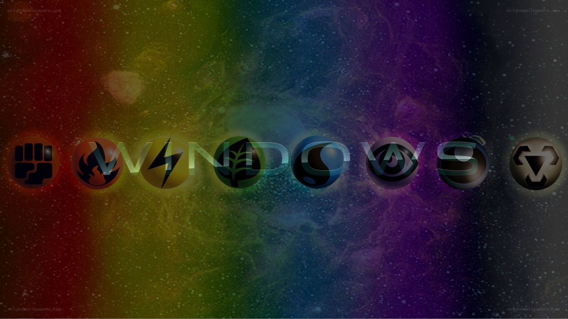 Windows logo with Pokémon types