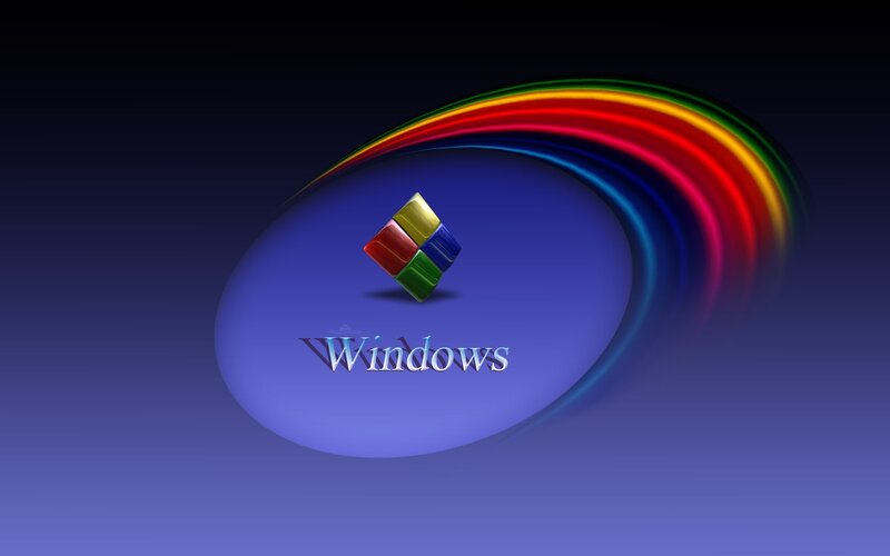 Windows logo with rainbow swirl