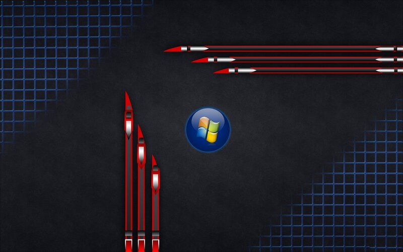 Windows logo with red arrows