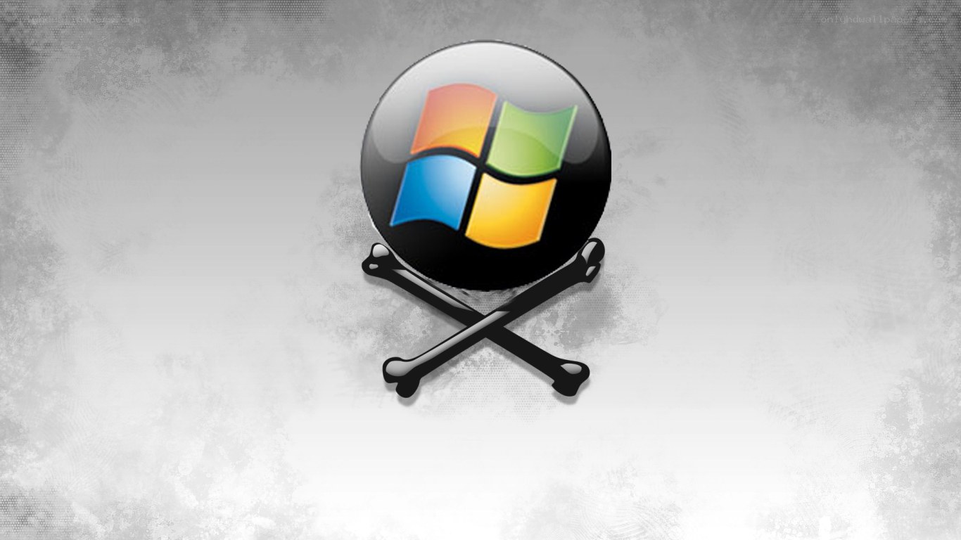 Windows logo with skull and crossbones