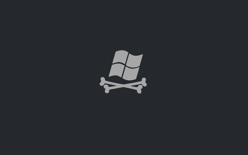 Windows logo with skull and crossbones