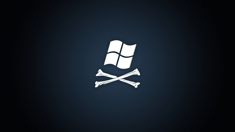 Windows logo with skull and crossbones