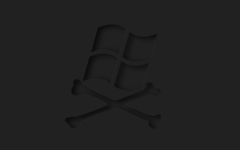 Windows logo with skull and crossbones