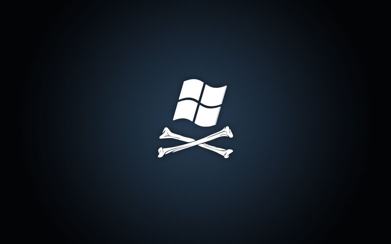 Windows logo with skull and crossbones