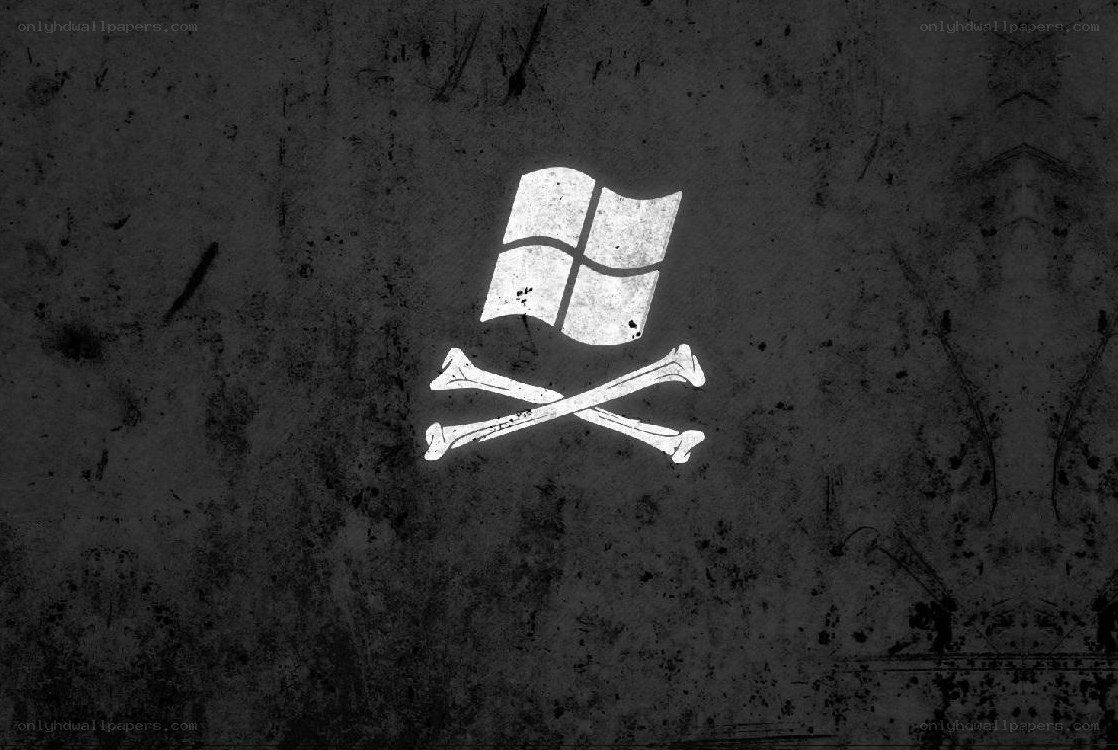 Windows logo with skull and crossbones