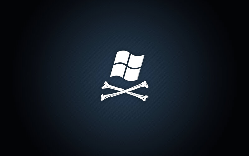Windows logo with skull and crossbones