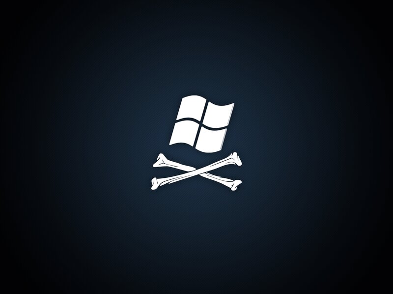 Windows logo with skull and crossbones