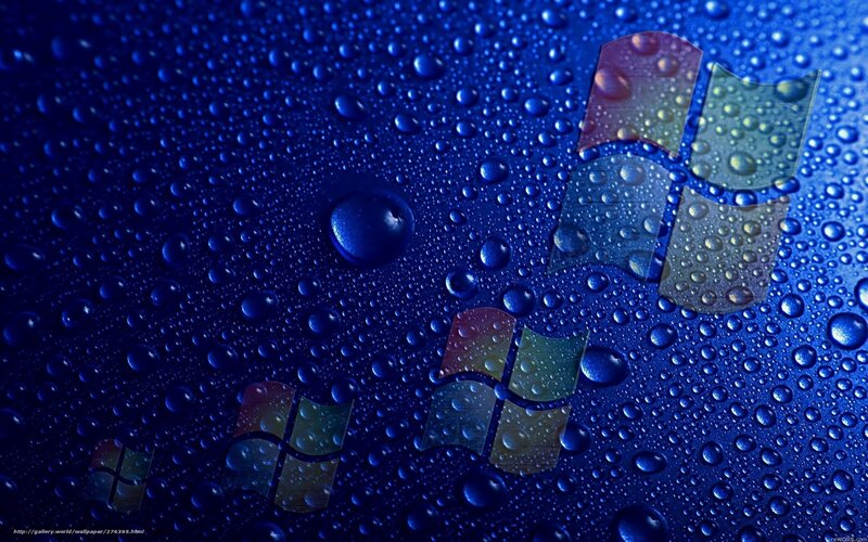 Windows logo with water droplets