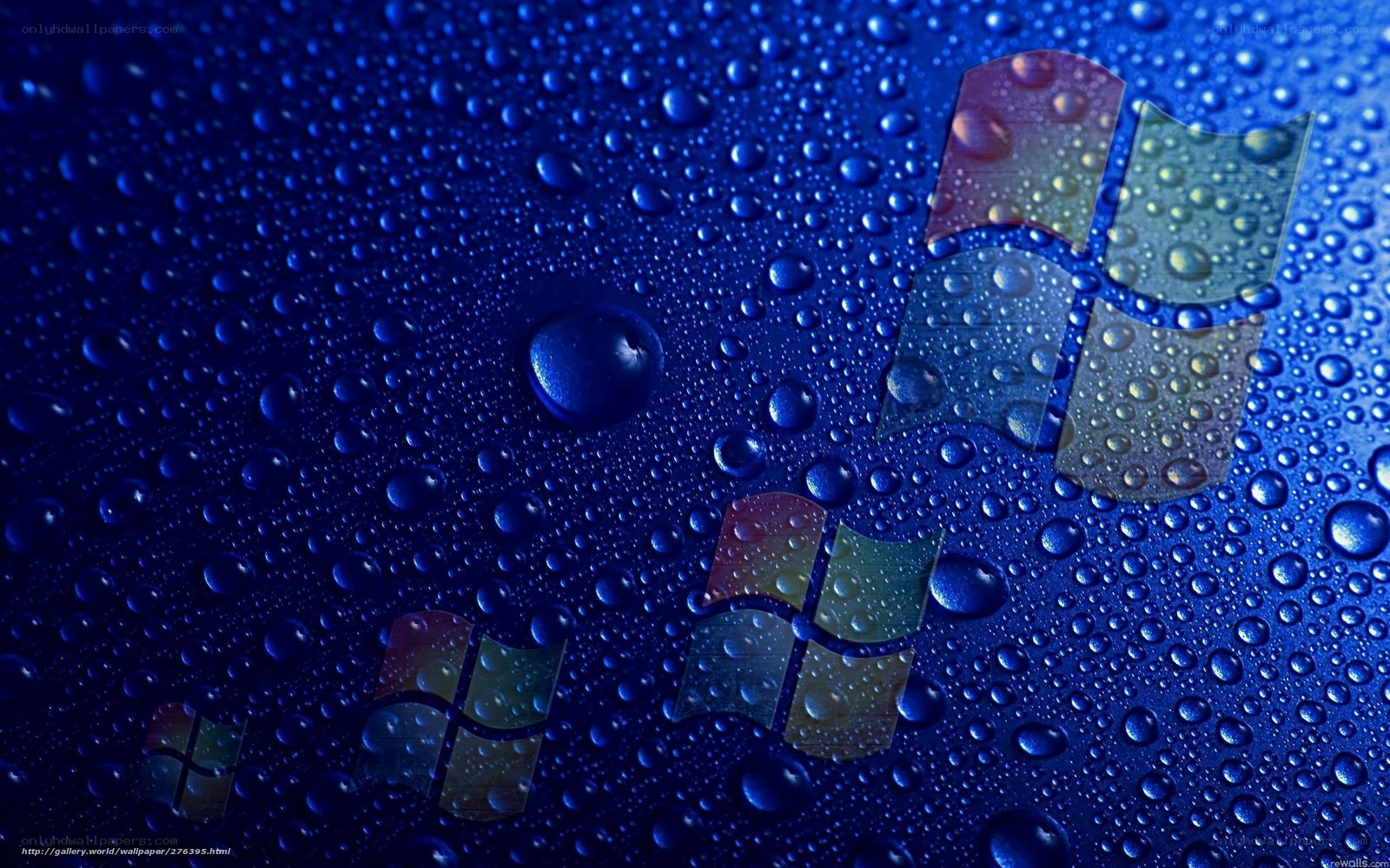 Windows logo with water droplets
