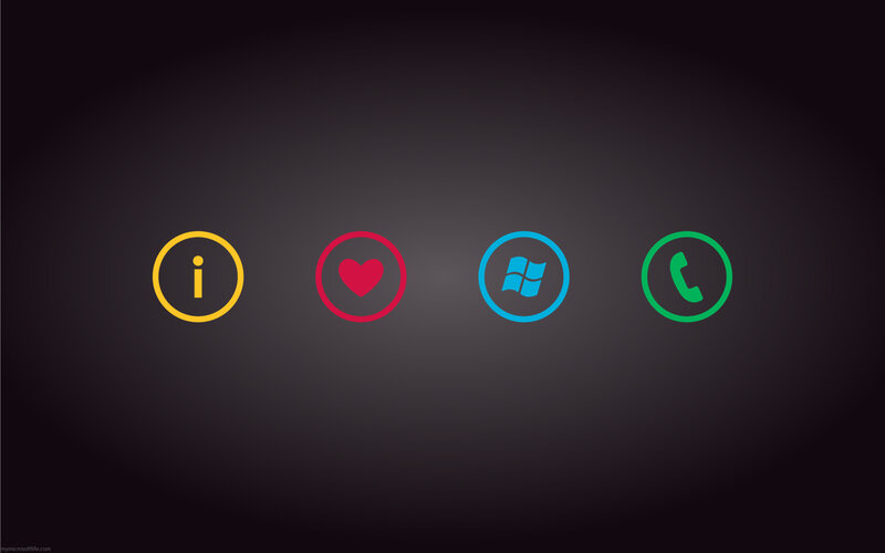 Windows Phone icons on dark background