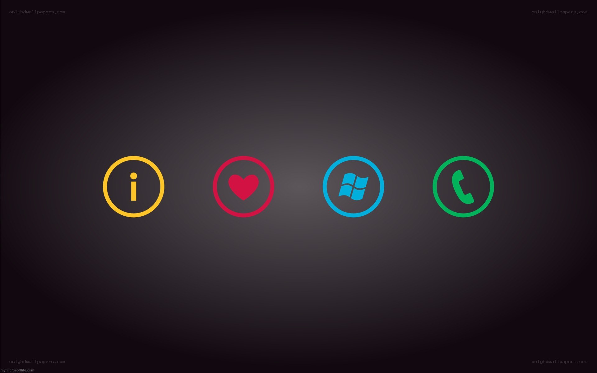 Windows Phone icons on dark background