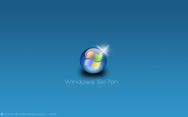 Windows Se7en Logo — Blue, Minimalist, Digital Art, Text