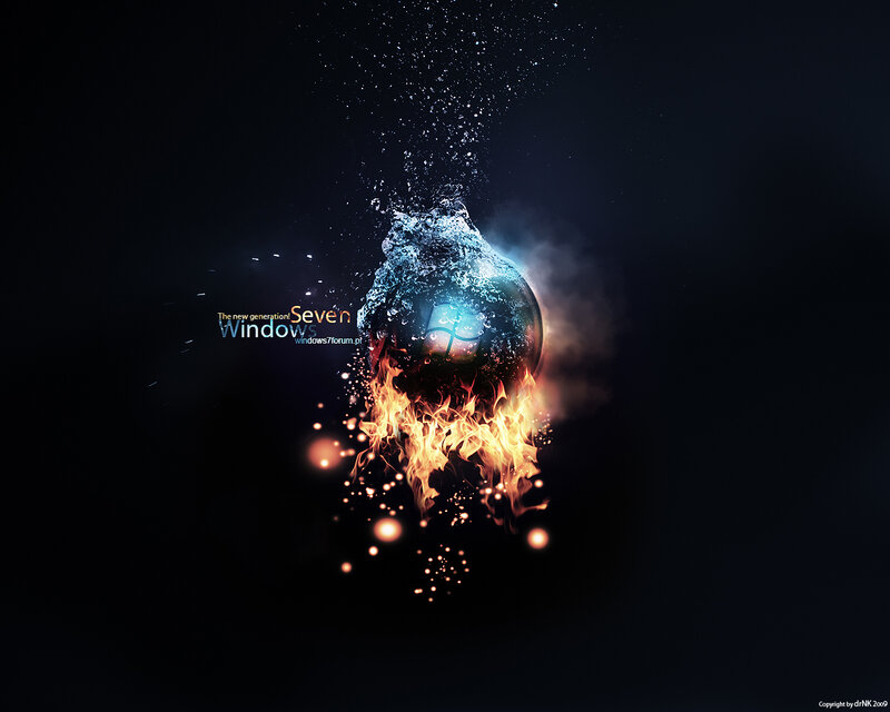 Windows Seven Logo — Black, Dramatic, Digital Art