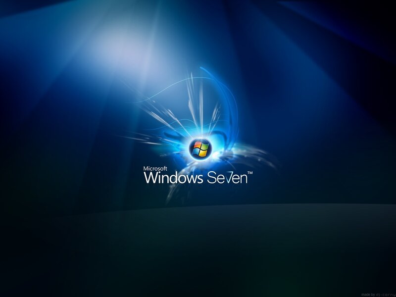 Windows Seven Logo — Blue, Dramatic, Digital Art, Light Rays