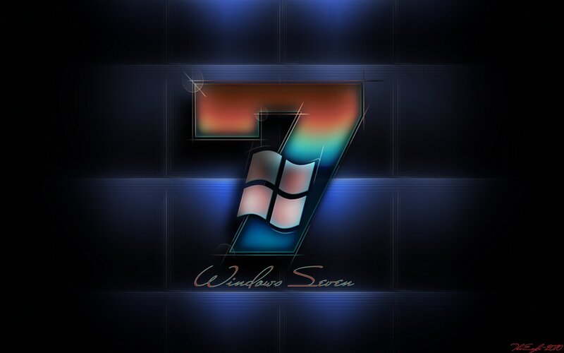 Windows Seven Logo — Blue, Dramatic, Night