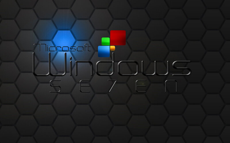 Windows Seven logo on hexagonal background