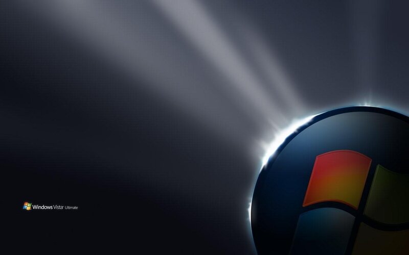 Windows Vista Logo — Black, Dramatic, Digital Art, Light Rays