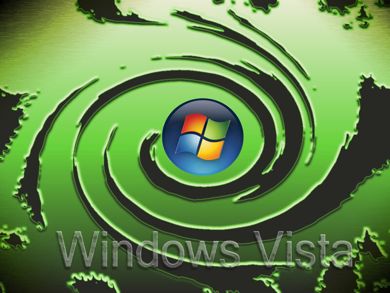 Windows Vista logo on green swirl