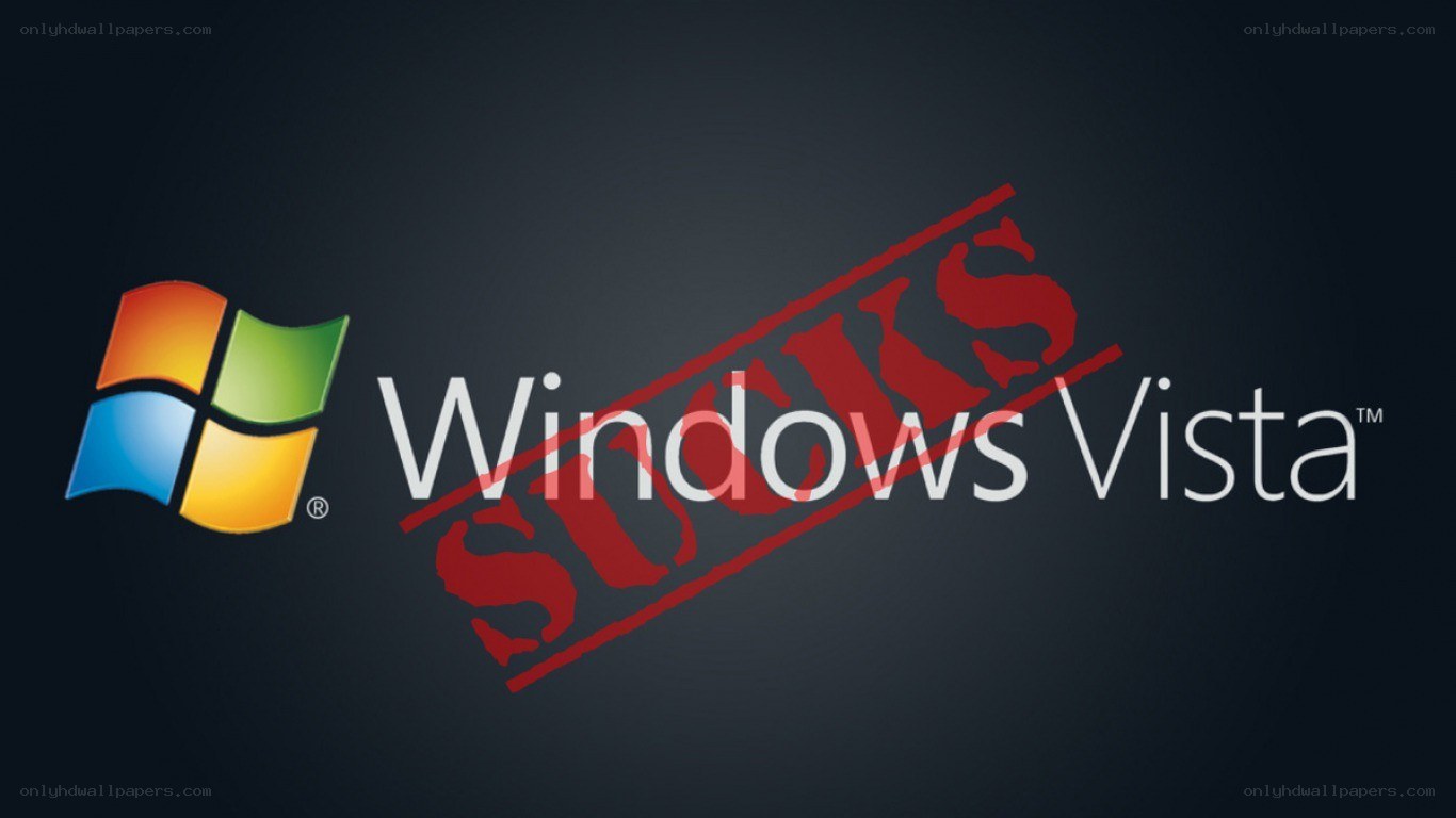 Windows Vista with 'Sucks' stamp