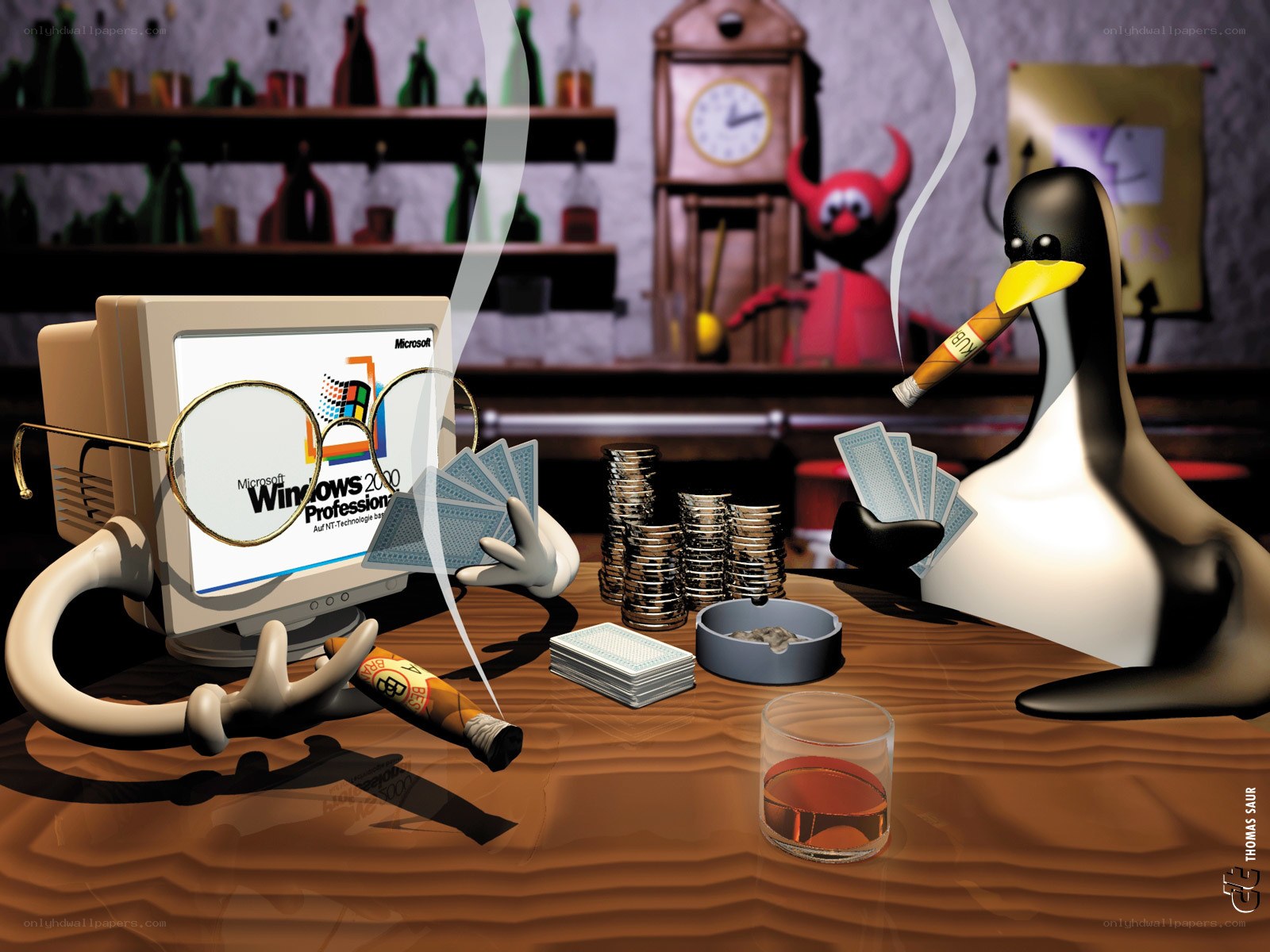 Windows vs Linux penguin